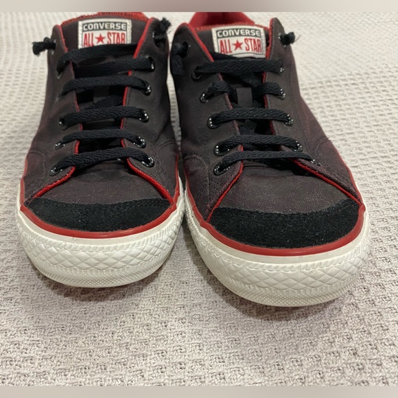 Converse All-Stars Sneakers - Low Top Black with Red Trim, Casual Street Shoes - Picture 2 of 12